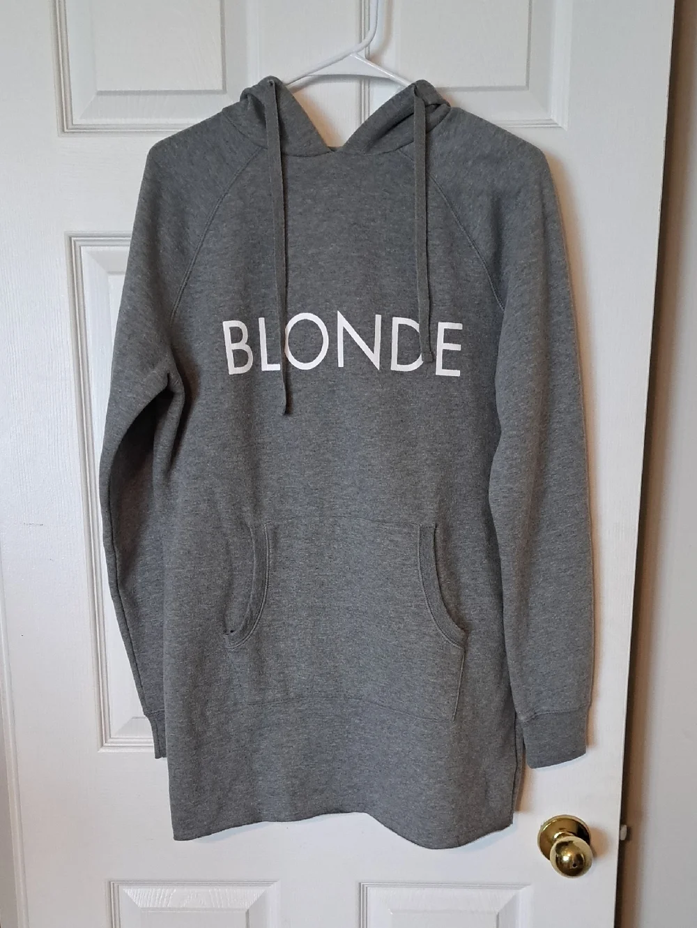 Brunette The Label "BLONDE" Gray Hooded Sweatshirt Dress - Picture 2 of 6
